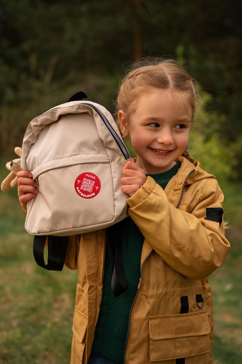 OVIAA QR Kodlu Kayboldum Kırmızı Acil Durum Rozeti