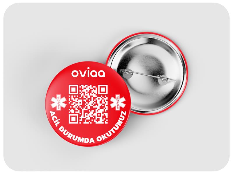 OVIAA QR Kodlu “Acil Durumda Okutunuz” Acil Durum Buton Rozeti