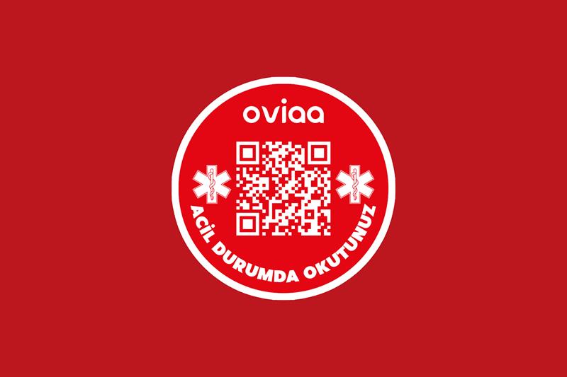 OVIAA QR Kodlu Kırmızı Telefon Güvenlik Etiketi | Acil Durum Bilgileri